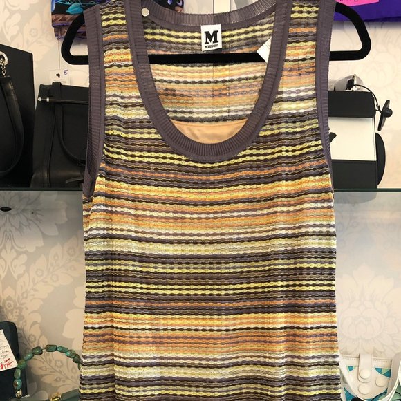 M MISSONI Multicolor Sleeveless Sheer Sheath Dress